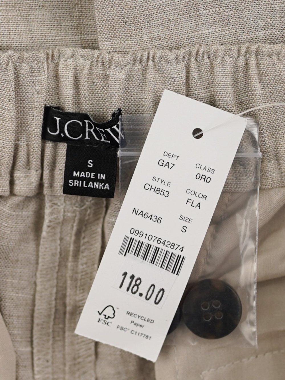 New JCREW Size S Harbor Pant in Linen Flax $118 CH853 - Picture 5 of 5